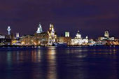 Image of Liverpool skyline at night.
